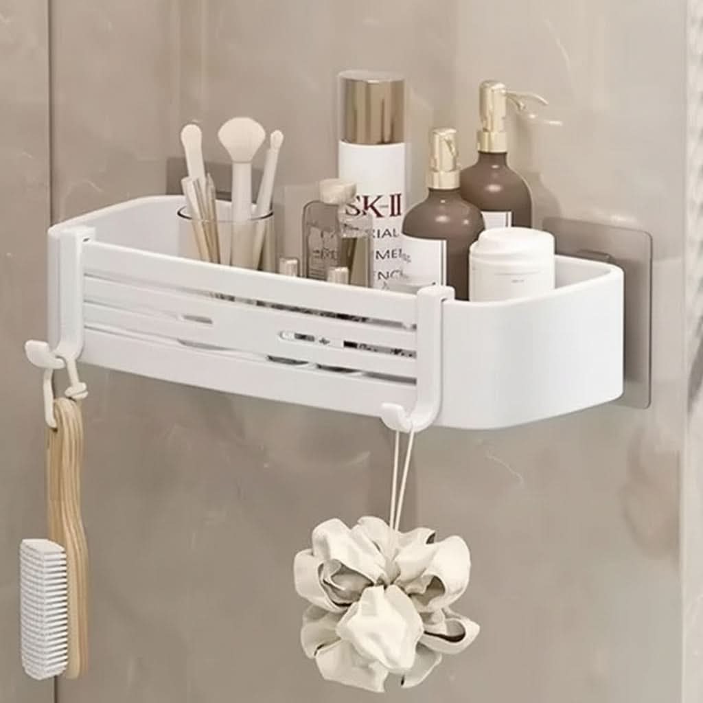 Drill-Free Aluminum Shower Caddy with Adhesive Mount – Rust-Resistant Storage Organizer for Toiletries, Shampoo & Bathroom Essentials | Thomler
