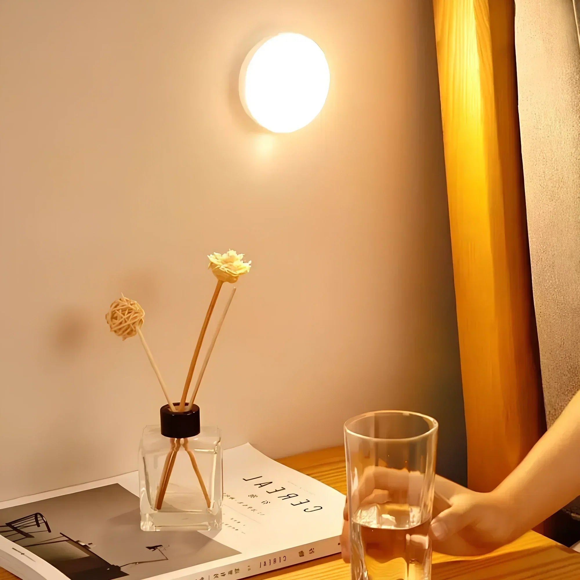 Motion Sensor Lamp ABS Plastic 8.0 cm Wireless Hallway Bedroom Night Light USB Rechargeable Automatic Wall Light | Thomler