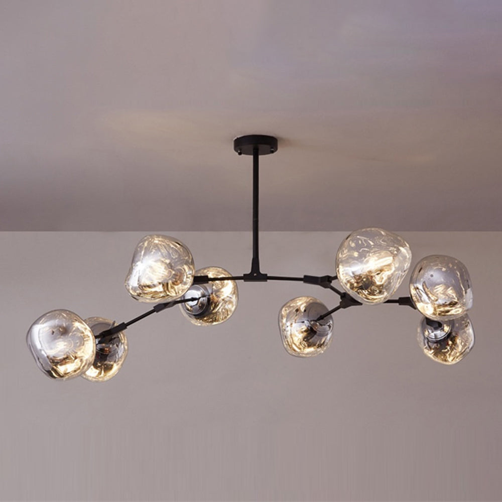 Glass Globe Ceiling Pendant Fixture 3 6 8 Multi-Drop Warm LED Adjustable Hanging Kit Metal Frame Contemporary Dining Room Bedroom Lighting | Thomler