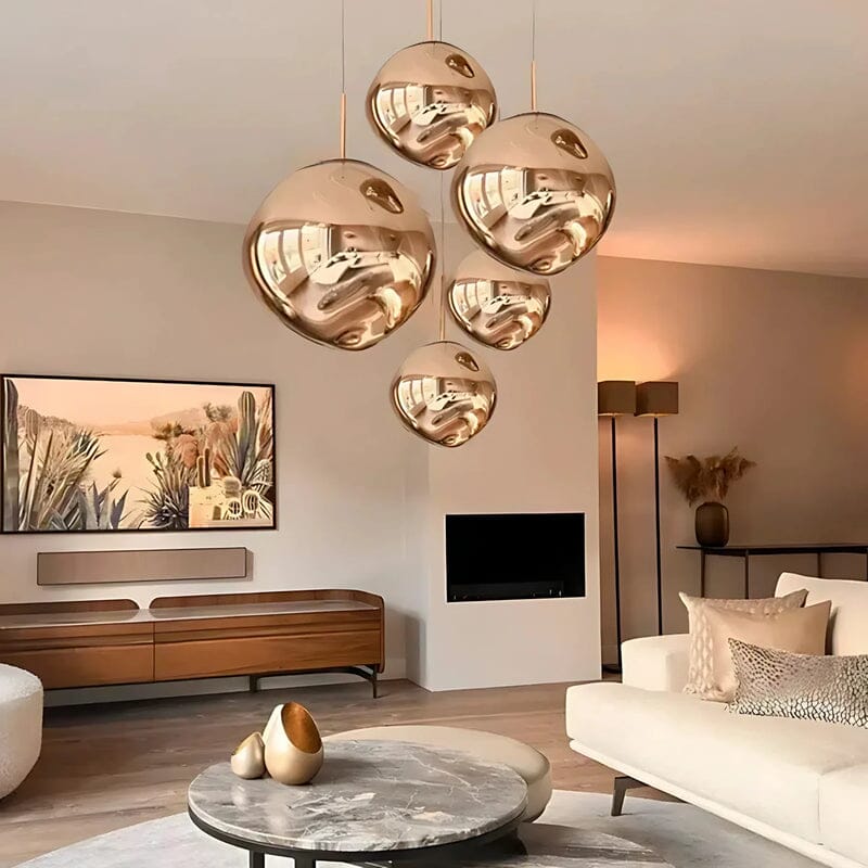 Pendant Light Mirrored Glass Sphere E27 Adjustable Dining Room Kitchen Island Hanging Ceiling Lamp | Thomler