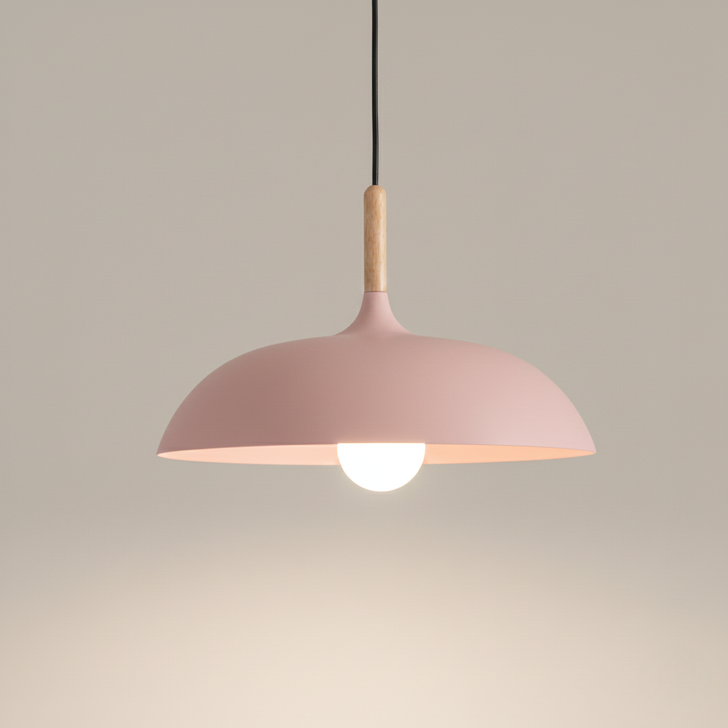 Modern Metal Pendant Light with Wood Detail – Adjustable Drop Ceiling Fixture for Dining, Kitchen & Living Room | Thomler
