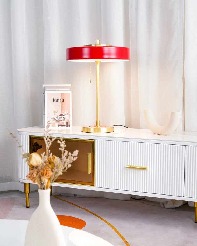 Table Lamp Brass 10W 13.8 in x 16.5 in Bedroom Living Room Study Vintage Midcentury Style Lighting | Thomler