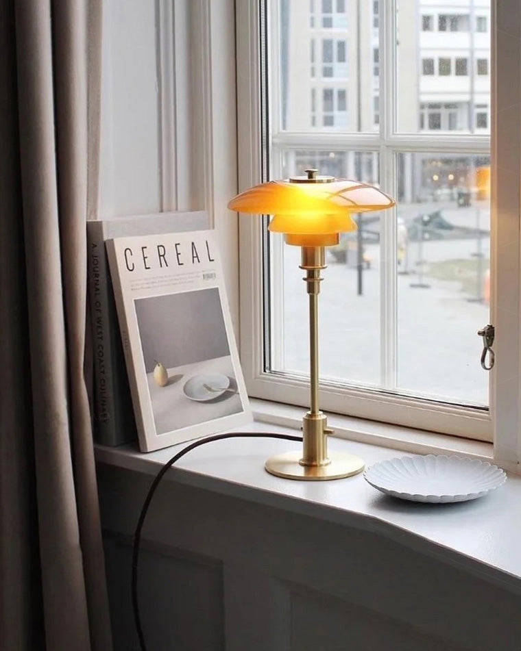 Table Lamp Glass 19 in Desk Bedroom Study 5W Warm Cool White Light | Thomler