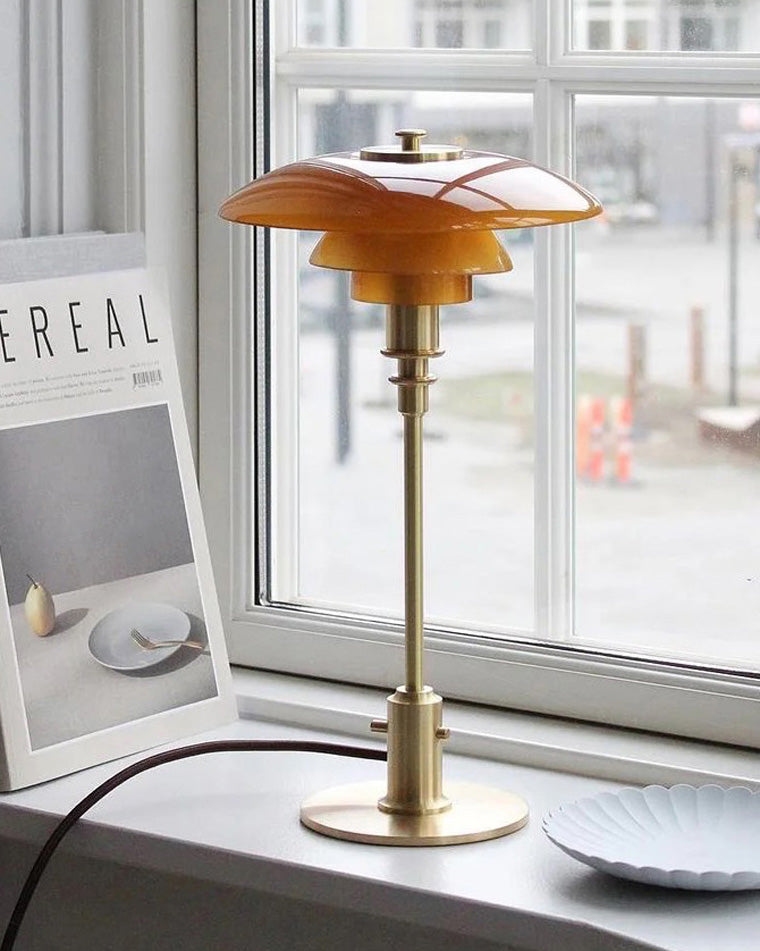 Table Lamp Glass 19 in Desk Bedroom Study 5W Warm Cool White Light | Thomler