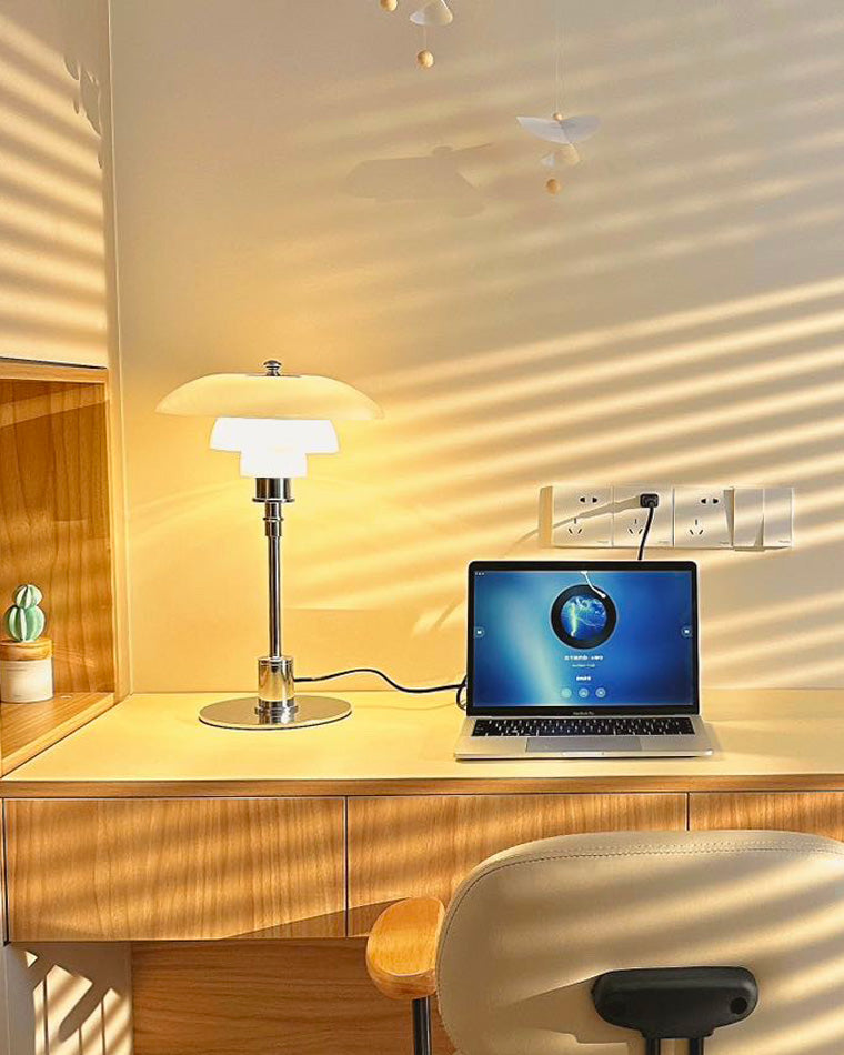 Table Lamp Glass 19 in Desk Bedroom Study 5W Warm Cool White Light | Thomler