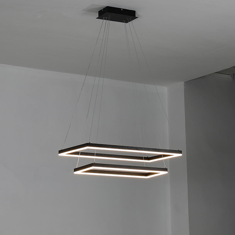 Chandelier Metal Integrated LED 47 in Adjustable Black Living Room Dining Room Pendant Light | Thomler