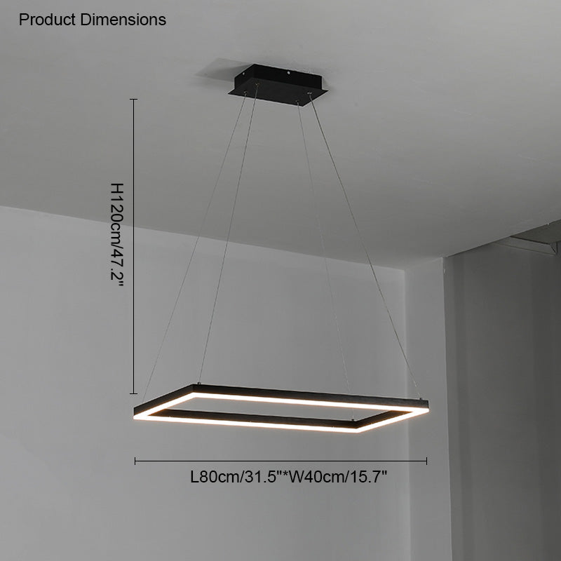 Chandelier Metal Integrated LED 47 in Adjustable Black Living Room Dining Room Pendant Light | Thomler