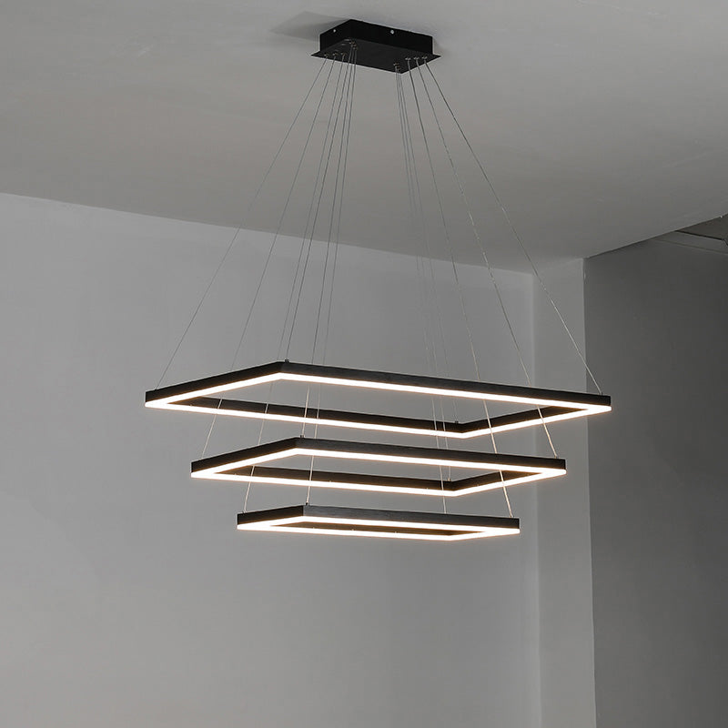 Chandelier Metal Integrated LED 47 in Adjustable Black Living Room Dining Room Pendant Light | Thomler