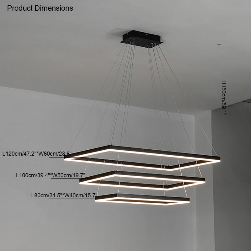 Chandelier Metal Integrated LED 47 in Adjustable Black Living Room Dining Room Pendant Light | Thomler