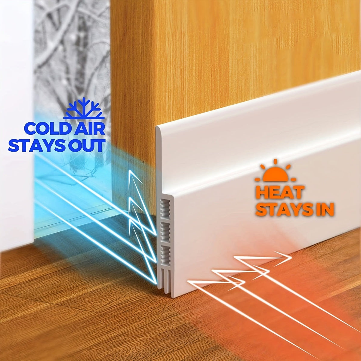 Silicone Door Draft Stopper with Adhesive Backing for Energy Savings & Noise Reduction | Under Door Seal Strip for Home Insulation | Thomler