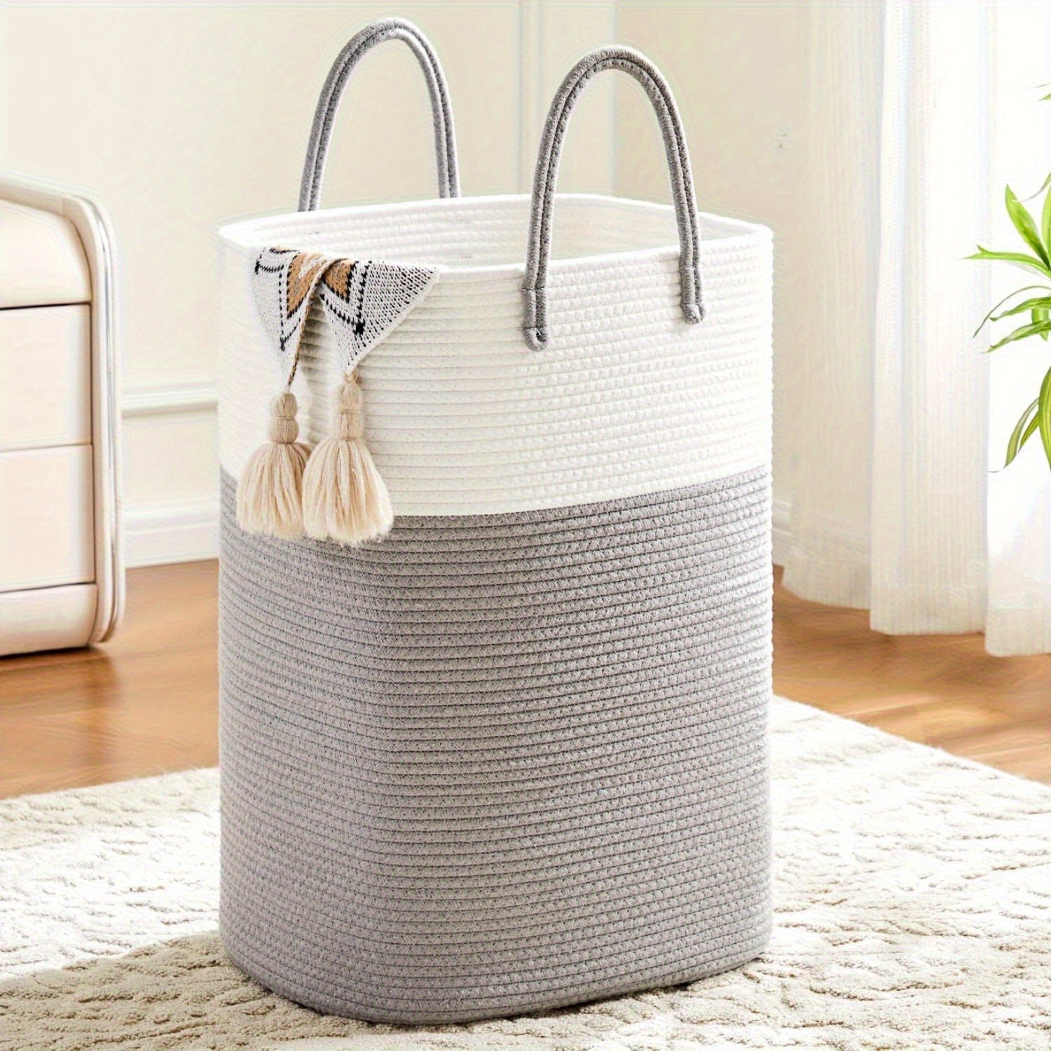 Laundry Basket Woven Cotton 100.0 L Extra Large Neutral Storage for Home Organization Toys Bedding | Thomler