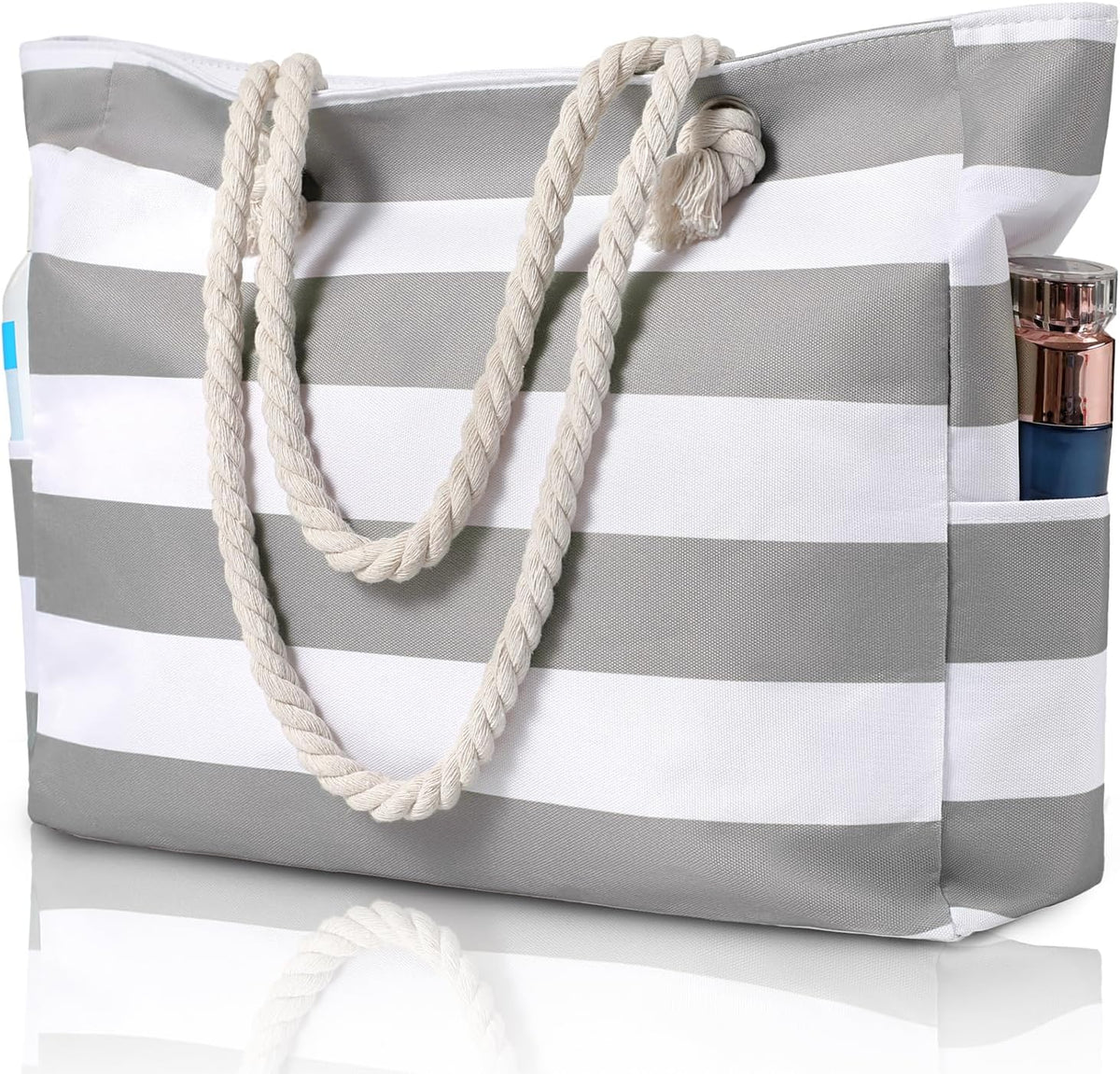 Oversized Zippered Tote with Sand-Resistant Lining for Pool Days & Travel | Water-Resistant Canvas Carryall | Thomler
