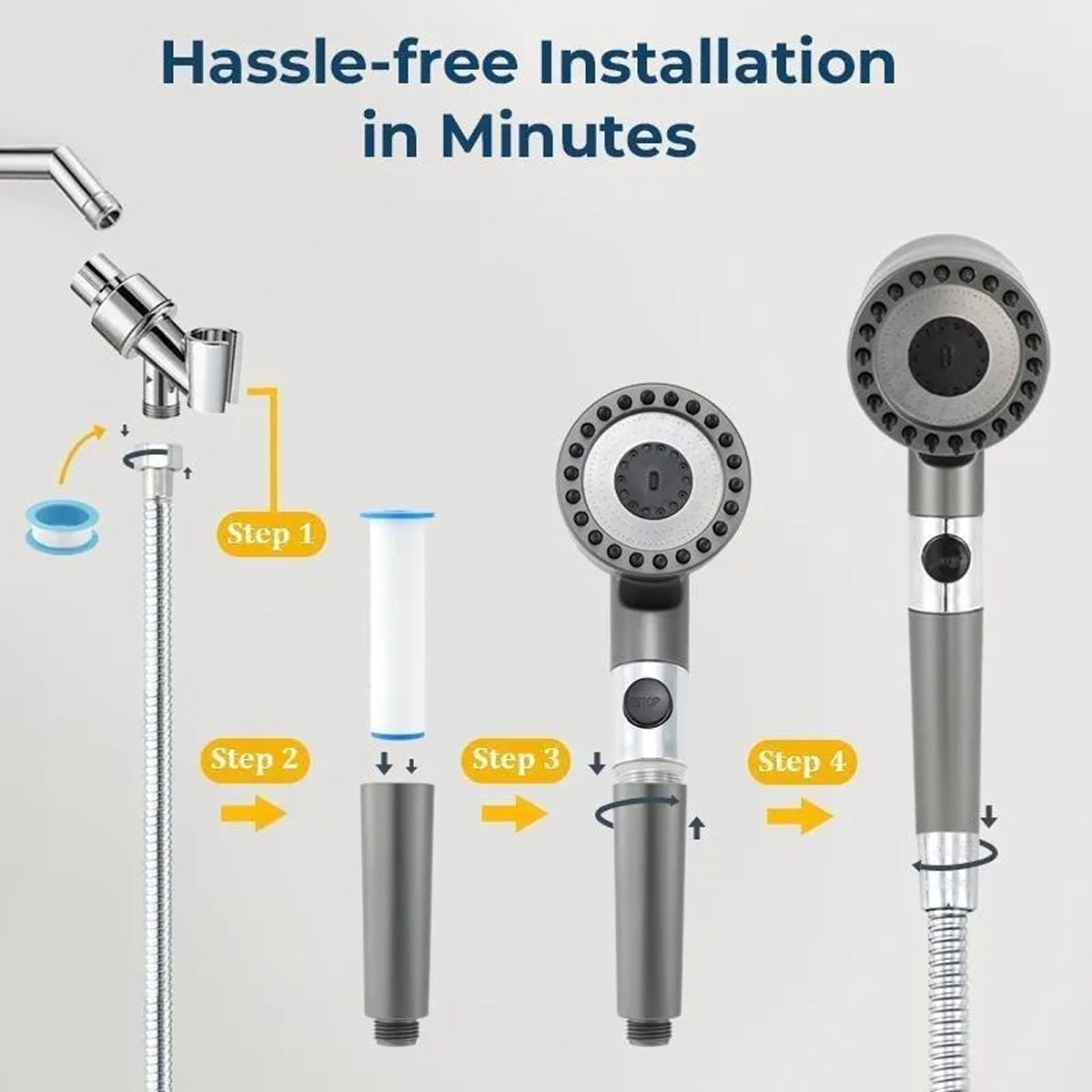 High-Pressure Water Filtration Shower Head for Healthier Hair & Skin | Fits Standard Showers | Thomler