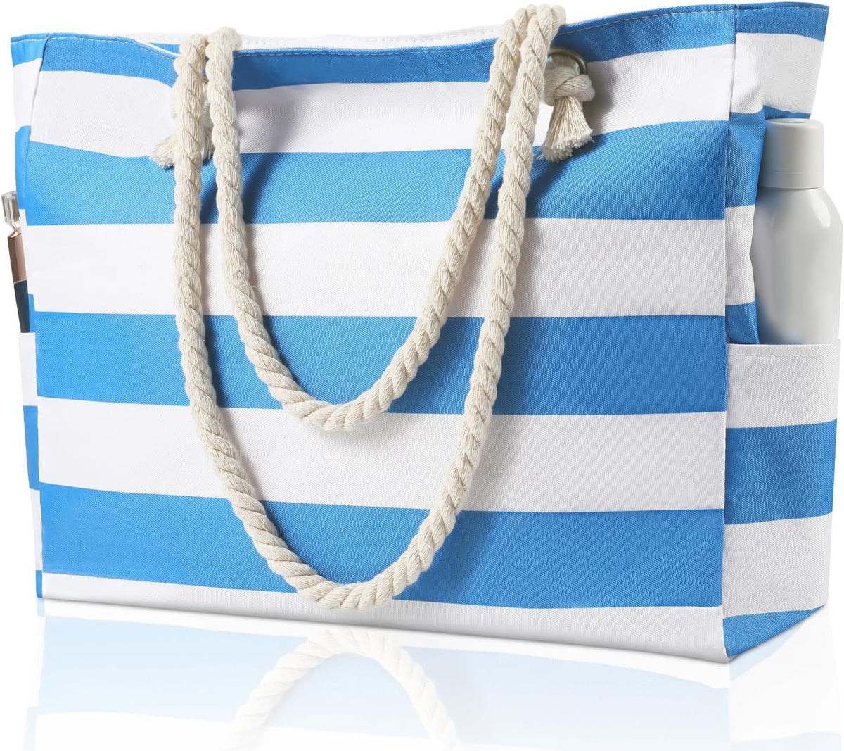 Oversized Zippered Tote with Sand-Resistant Lining for Pool Days & Travel | Water-Resistant Canvas Carryall | Thomler