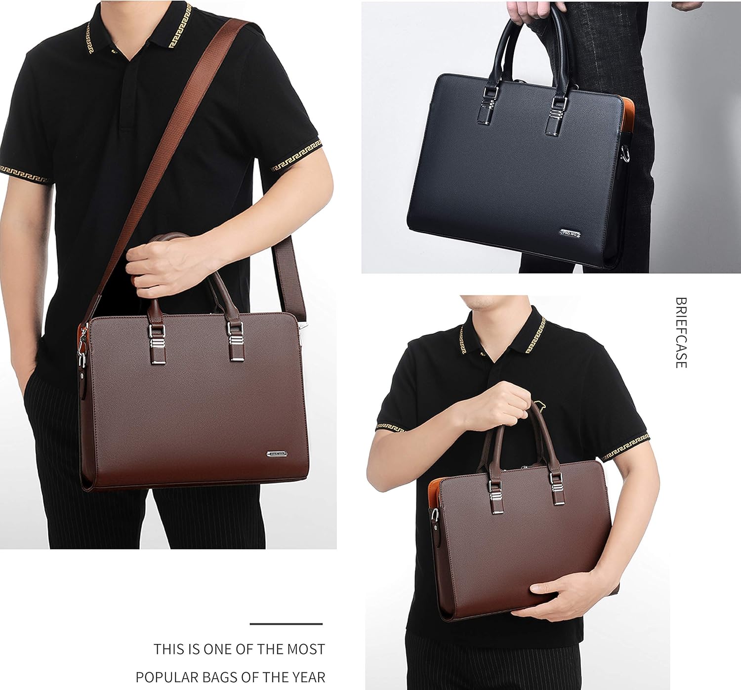 Executive Leather Laptop Bag 15.6-Inch for Work Travel School Office Business Men Women Professionals | Thomler