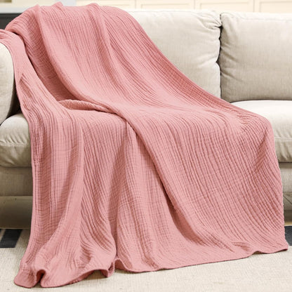 Lightweight Cotton Gauze Throw Blanket – Breathable Summer Layer for Bed, Couch & Chair – Natural Organic Fabric – Soft All-Season Cover | Thomler