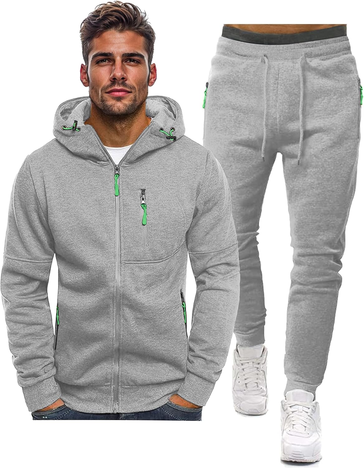 Men's Athletic Two-Piece Jogger Set with Pullover and Pants – Lightweight Breathable Tracksuit for Training, Gym & Casual Lounge Wear | Thomler