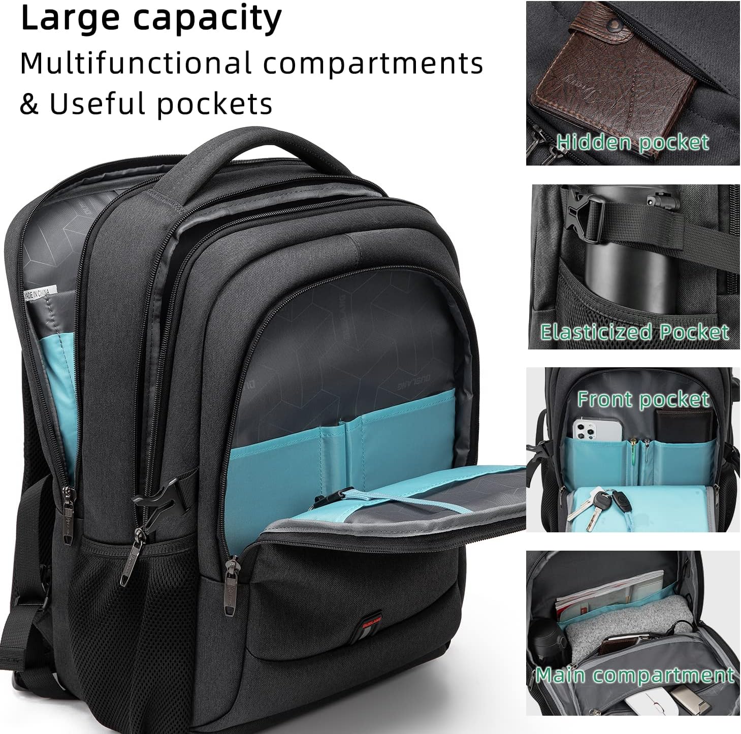 Travel Backpack with USB Charging Port for Laptops up to 17 Inches | Water-Resistant Daypack with Anti-Theft Pocket for Business Work School | Thomler