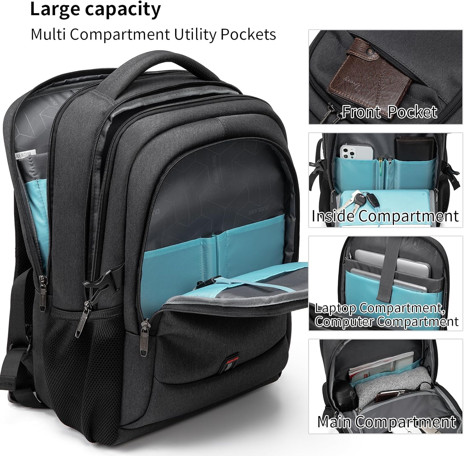Travel Backpack with USB Charging Port for Laptops up to 17 Inches | Water-Resistant Daypack with Anti-Theft Pocket for Business Work School | Thomler