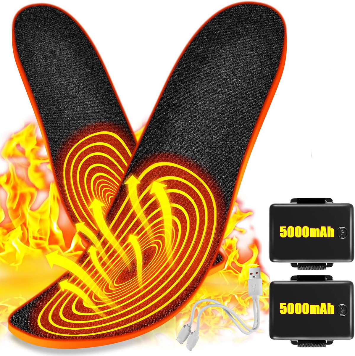Wireless Rechargeable Heated Insoles with Remote Control for Winter Warmth & Cold Weather Comfort in Boots, Sneakers & Outdoor Footwear | Thomler