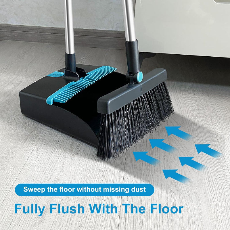 Rotating Broom and Dustpan Set with Telescoping Handle – Space-Saving Storage and Easy Floor Cleaning | Thomler