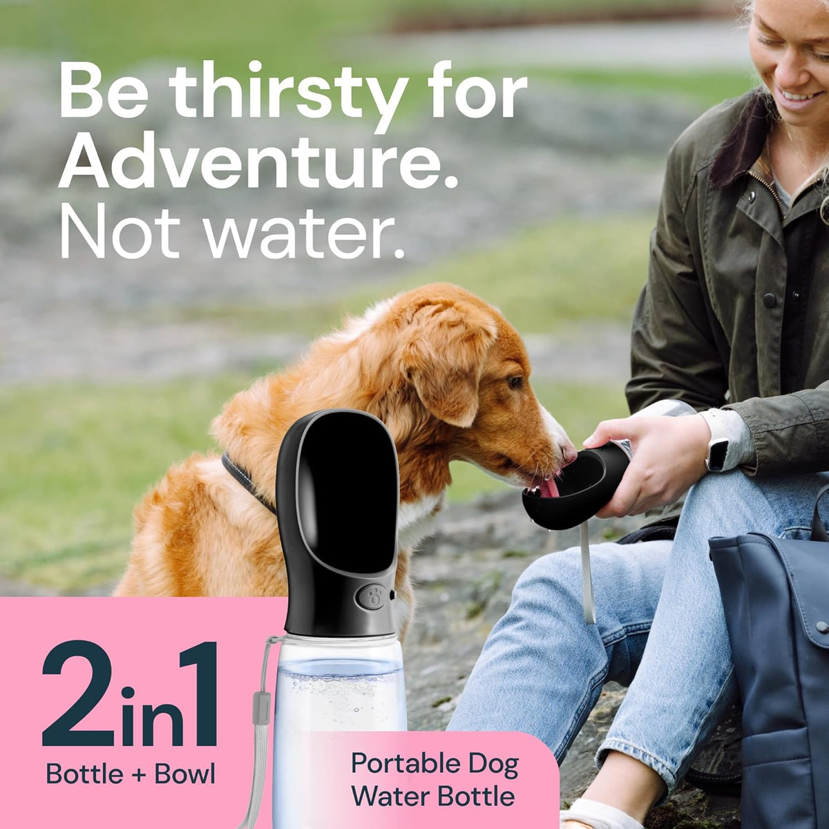 Travel Hydration Dispenser for Dogs with Flip-Top Bowl – 19 fl oz Leak-Proof Design | Thomler