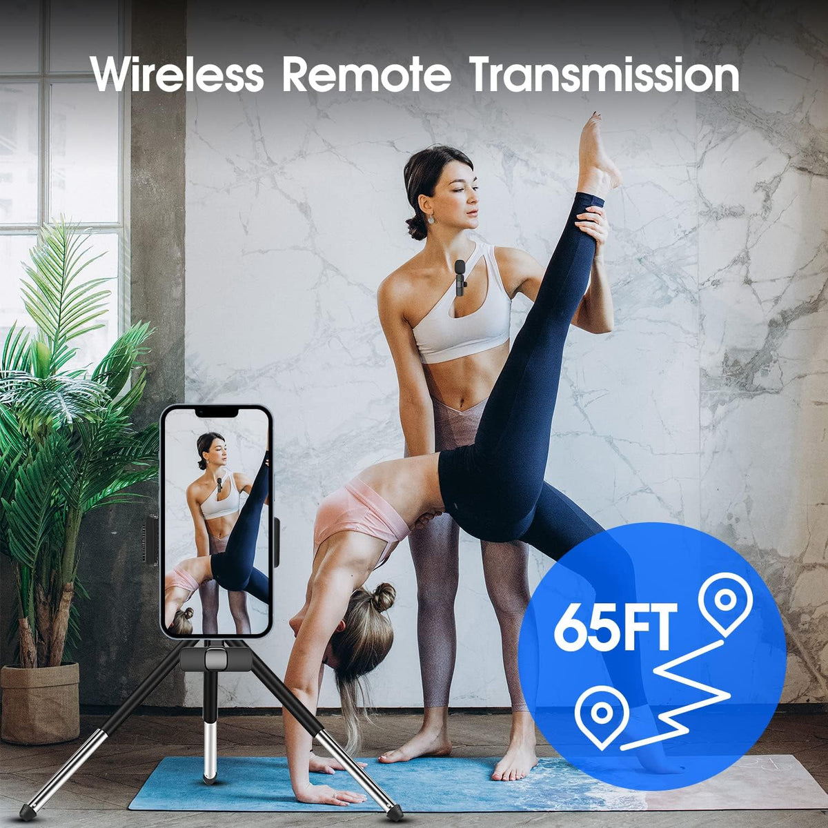 Dual Clip-On Lavalier Mic Set – 2.4GHz Wireless Audio System, 65 ft Range, 8-Hour Battery, Lightning Receiver for iOS Devices, Podcasting | Thomler