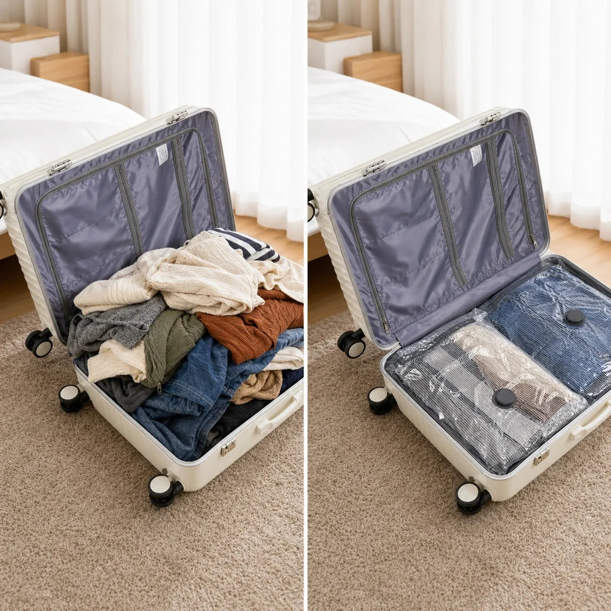 Space-Saver Compression Bags with Motorized Air Pump – 12-Piece Set for Travel, Closet Storage & Seasonal Clothing | Thomler