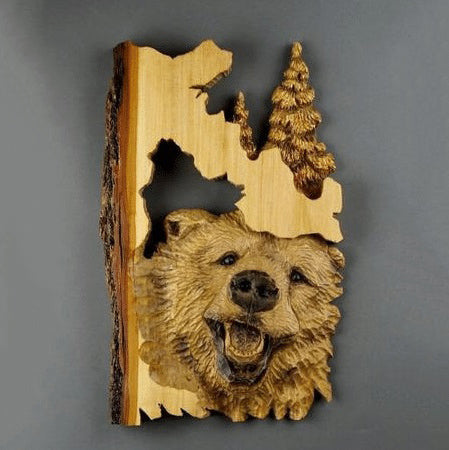 Hand-Carved Wooden Animal Wall Art Sculpture – Rustic 3D Wildlife Decor for Living Room, Bedroom & Office – Lightweight Hanging Home Accent | Thomler