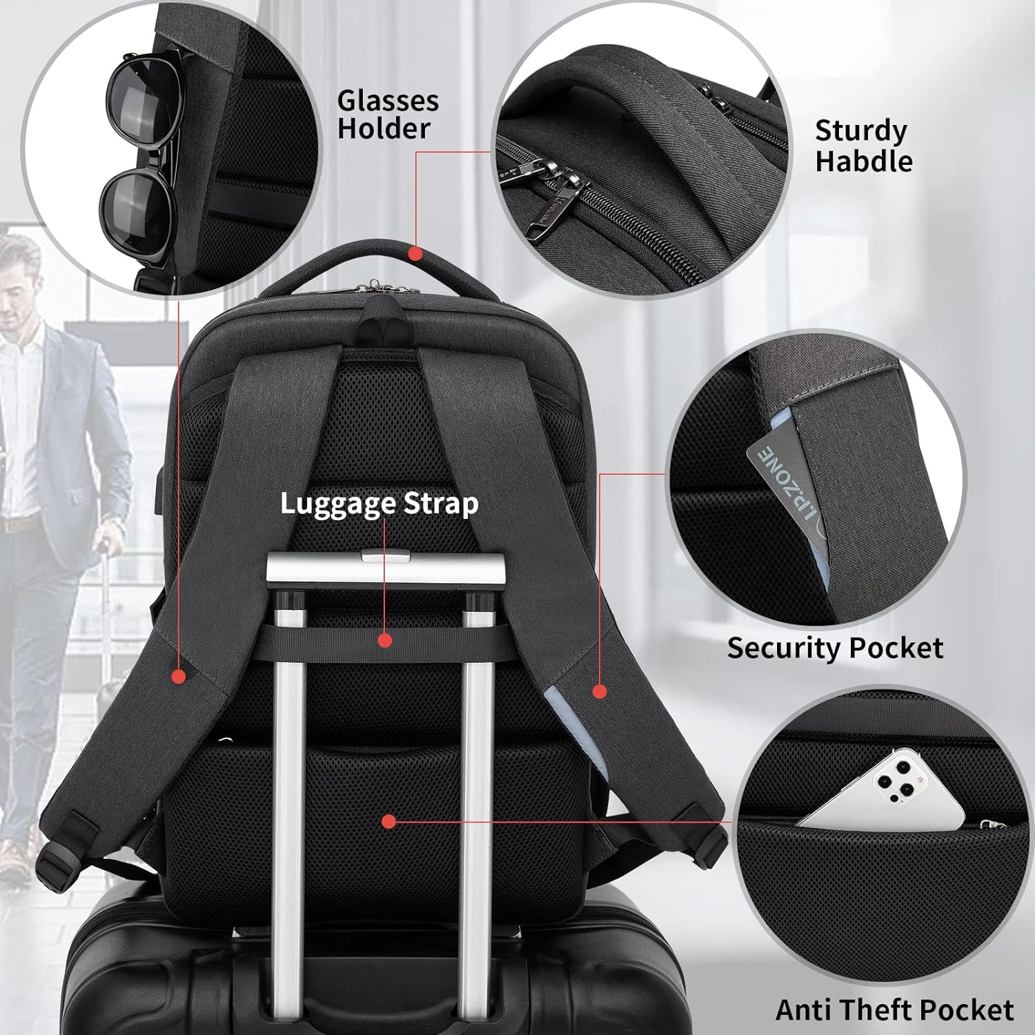 Tech-Ready Laptop Backpack with Charging Port, Anti-Theft Pocket & Multi-Day Compartments for Commute & Travel | Thomler
