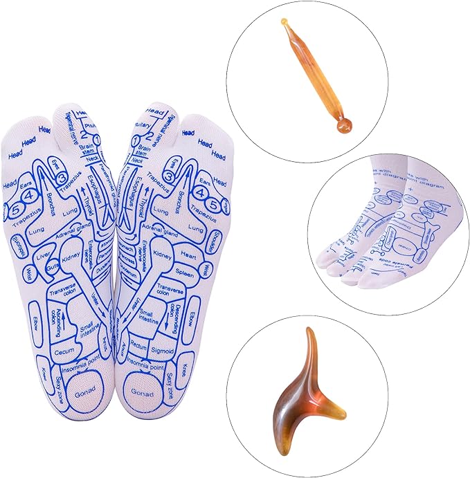 Reflexology Massage Socks with Pressure Point Zones for Natural Pain Relief & Wellness | Therapeutic Acupressure Foot Therapy Socks for | Thomler
