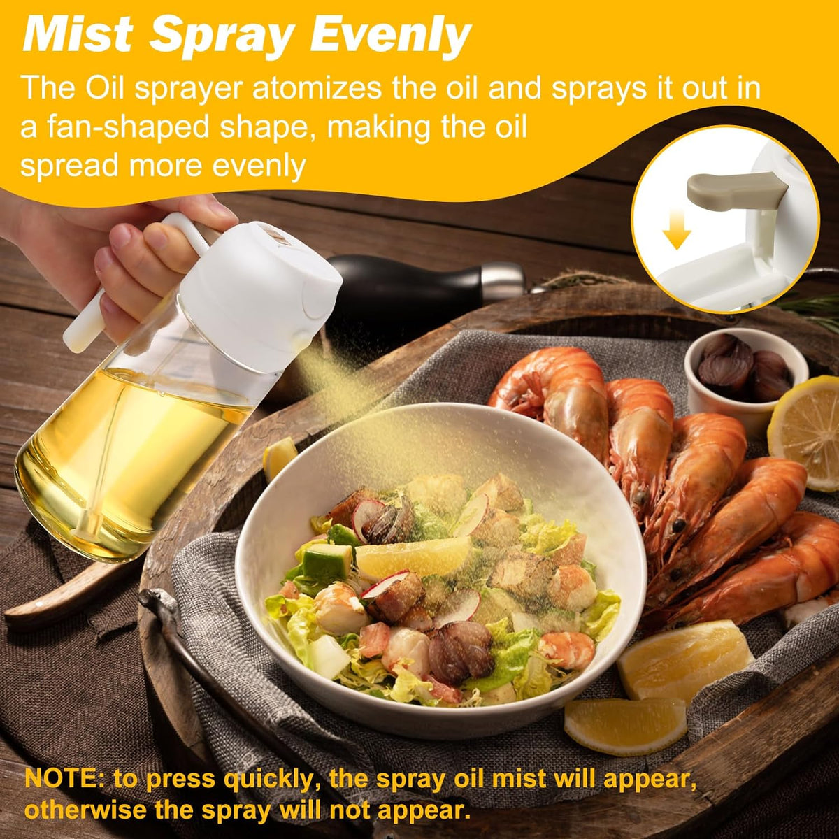 Dual-Function Glass Cooking Oil Bottle with Mister & Pour Spout – 16 oz, 2-Pack | Thomler