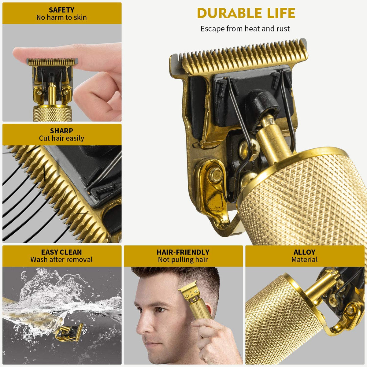 Cordless Precision Hair Clipper with T-Blade for Fade Cuts, Edge-Ups, Beard Shaping & Full Body Detailing – USB Rechargeable, 6-Hour | Thomler