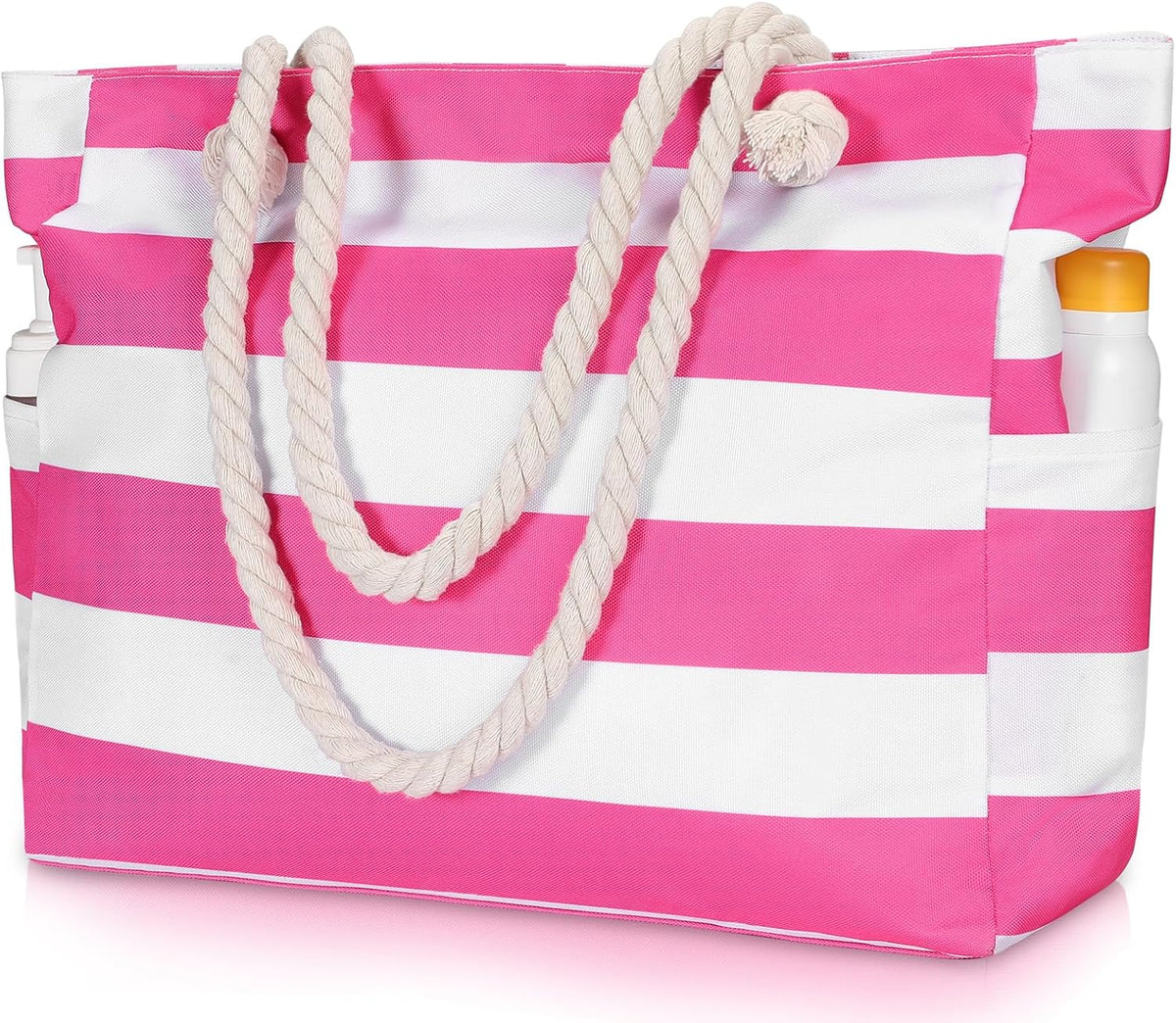 Oversized Zippered Tote with Sand-Resistant Lining for Pool Days & Travel | Water-Resistant Canvas Carryall | Thomler