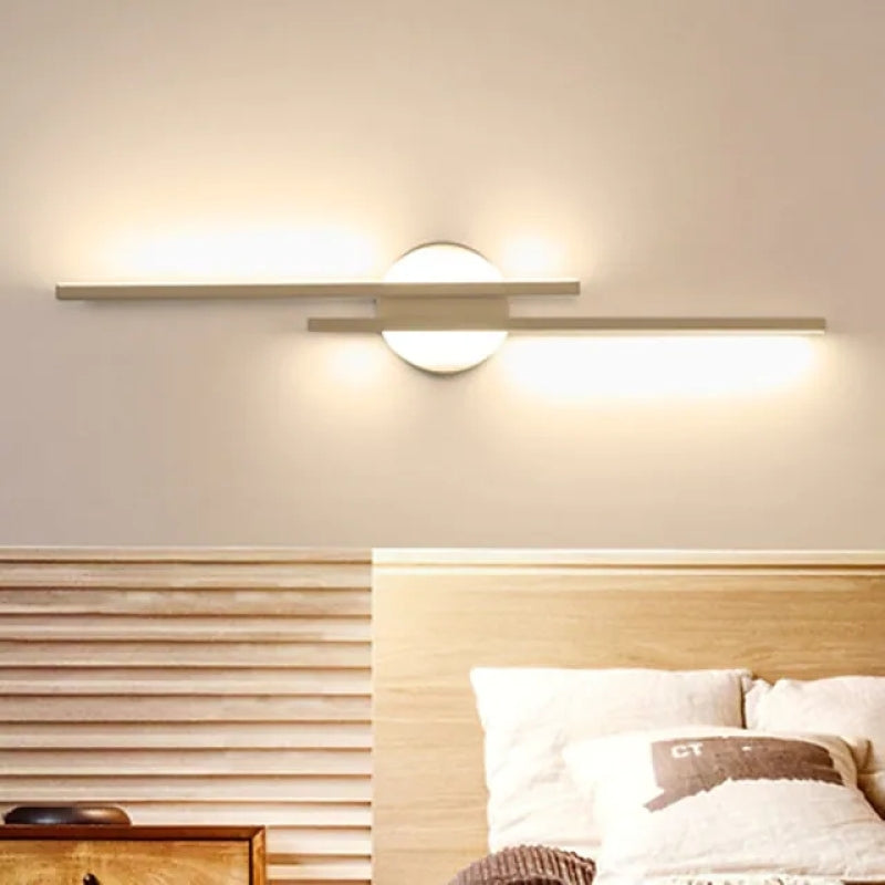 Contemporary Nordic LED Wall Sconce Metal Disc Linear Design for Bedroom Living Room | Thomler