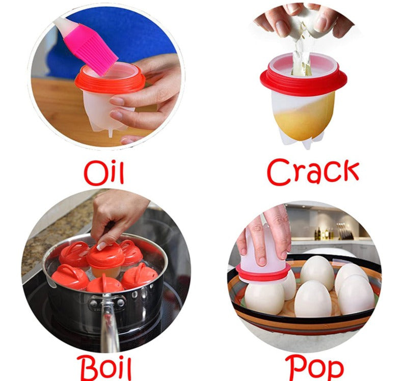Shell-Free Silicone Egg Poacher Cups for Boiled Eggs, Poaching, Meal Prep | Food-Grade BPA-Free Kitchen Accessory | Thomler