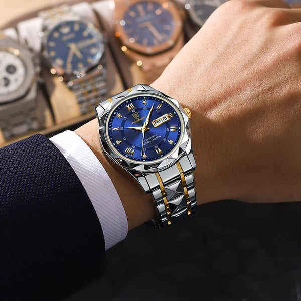 Men's Analog Quartz Watch with Luminous Hands, Date Window, and Stainless Steel Band for Business & Everyday Wear | Thomler