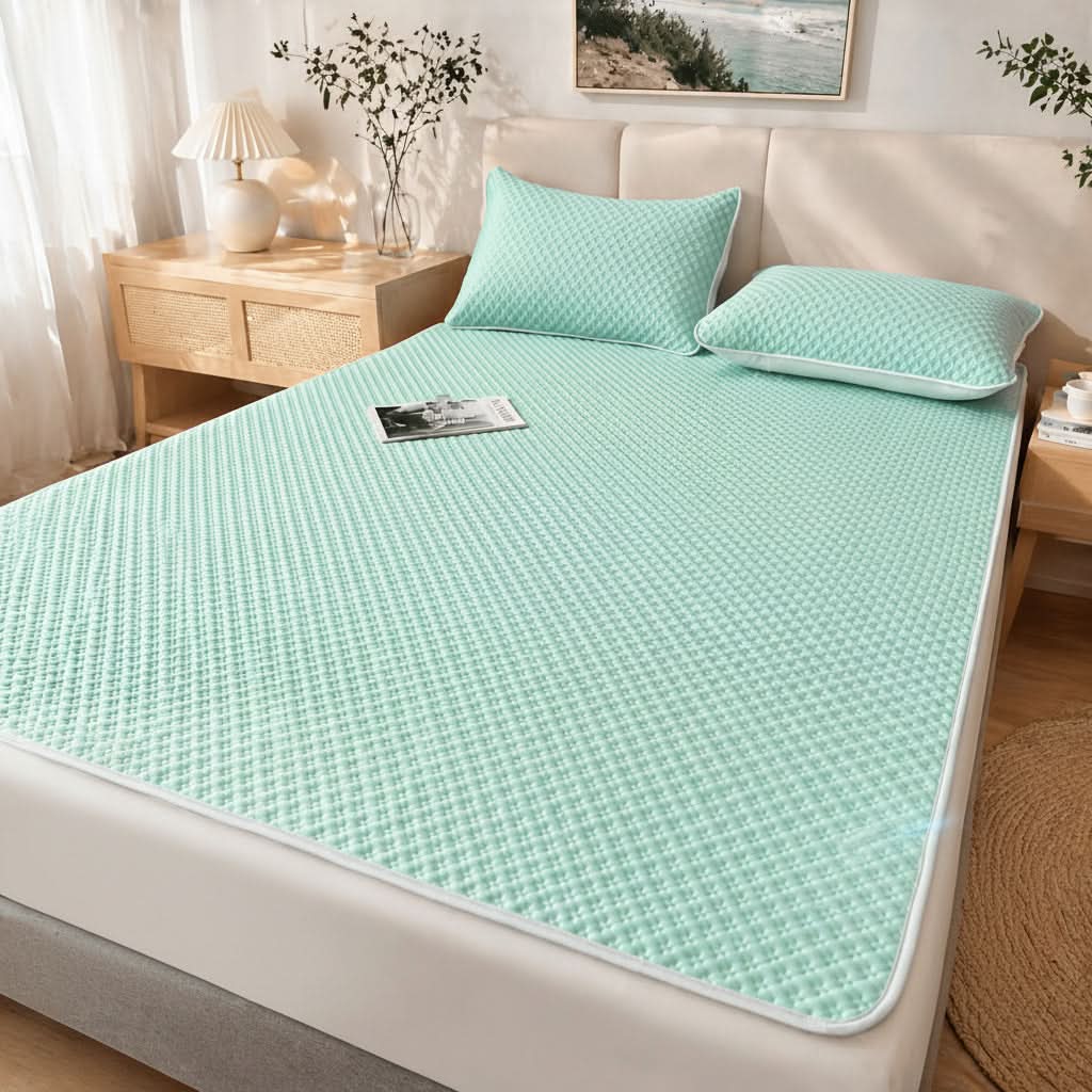 Foldable Cooling Sleep Mat for Summer – Breathable Waffle Texture Bed Pad with Soft Touch Surface – Portable Bedding Topper for Hot Weather | Thomler