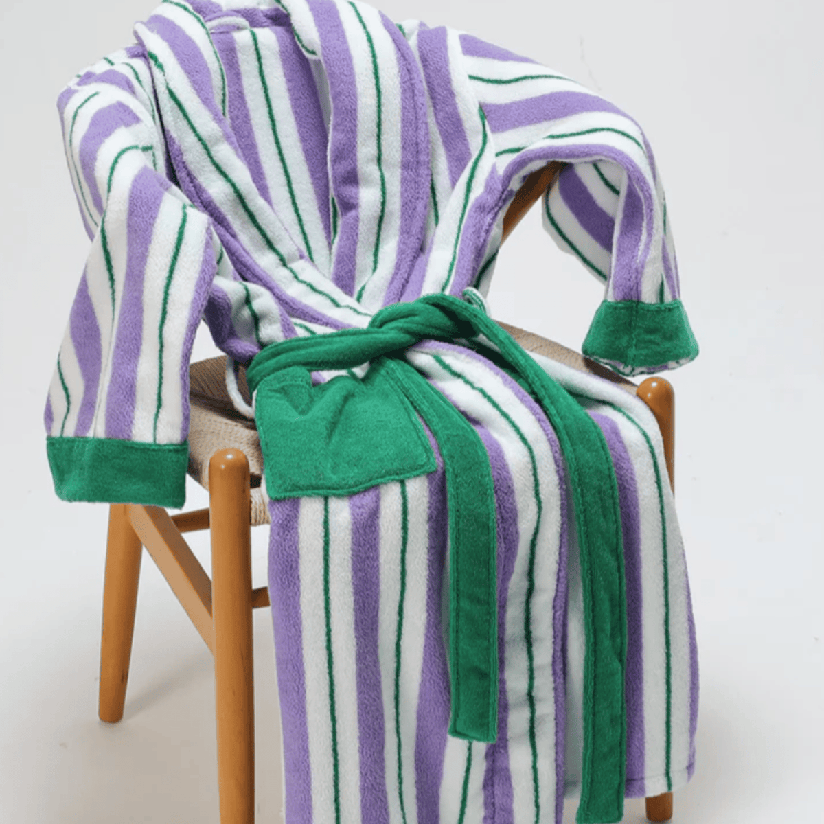 Soft Organic Cotton Robe with Textured Jacquard Weave – Comfortable Full-Length Bathrobe for Women – Breathable Natural Fabric – Two-Tone | Thomler