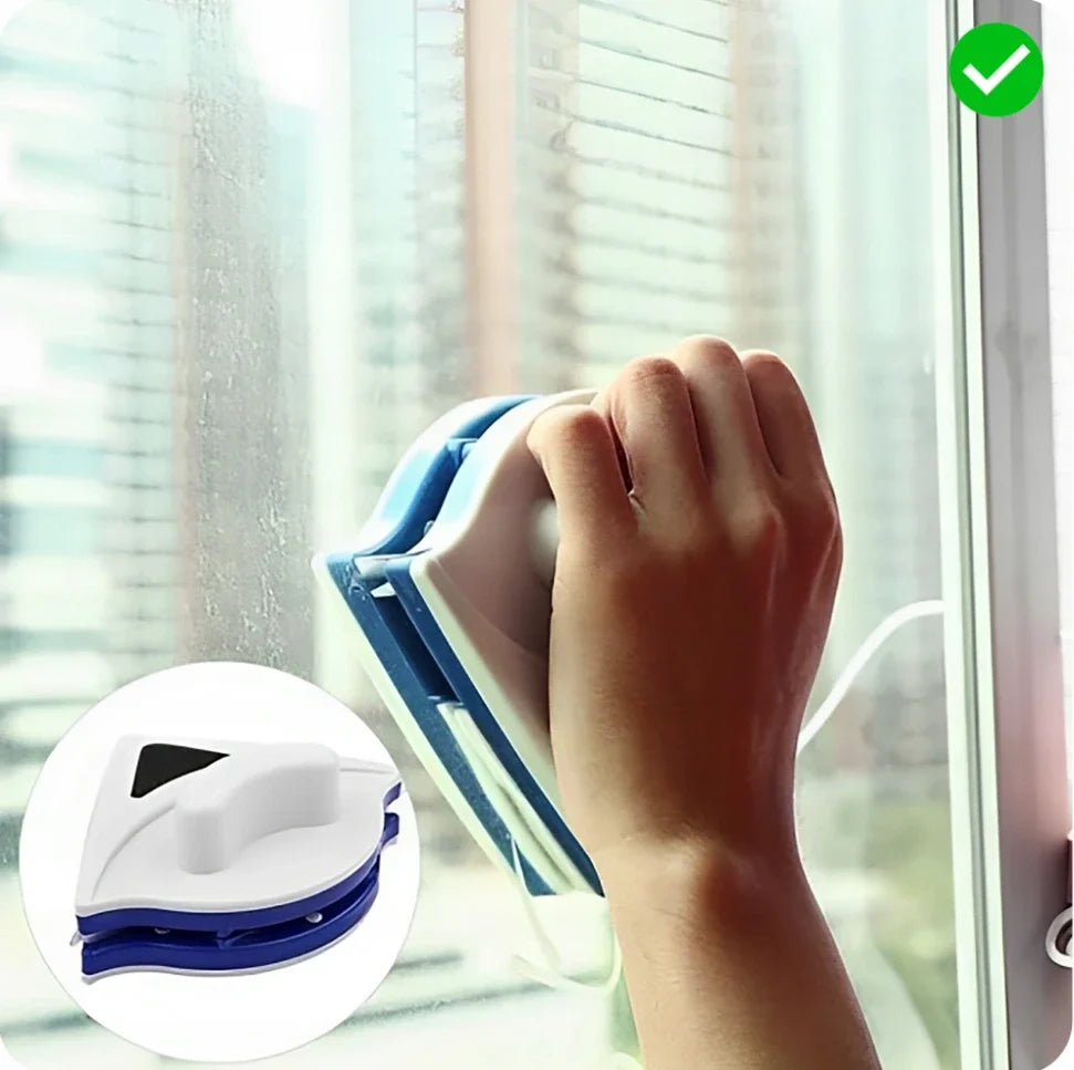 Double-Sided Window Cleaning Tool with Magnetic Lock for Inside & Outside Glass | High-Rise Safety | Streak-Free Wiper for Home & Office | Thomler