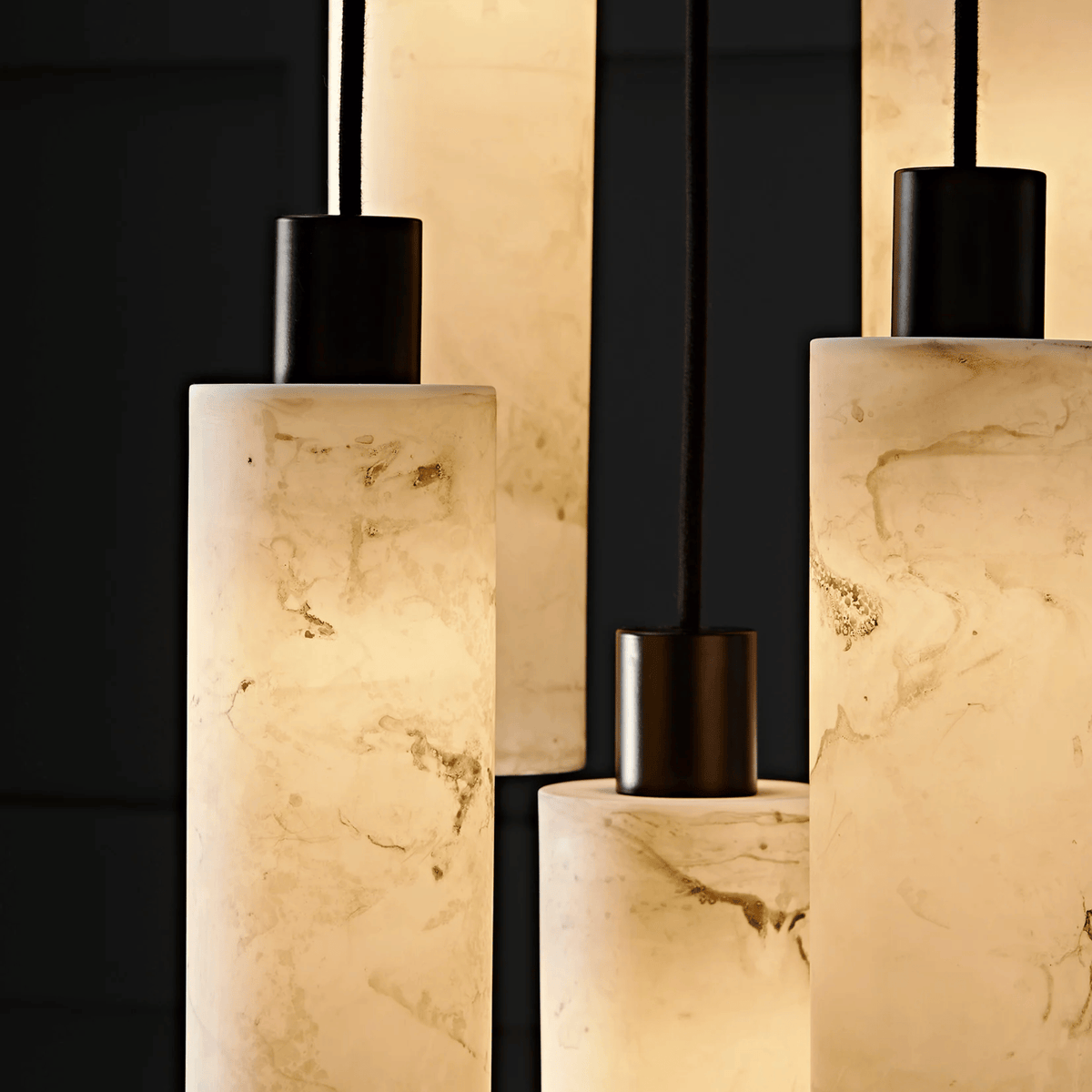 Carved Stone Cylinder Hanging Lamp – Real Natural Material with Warm Ambient Glow for Dining & Bedroom | Thomler