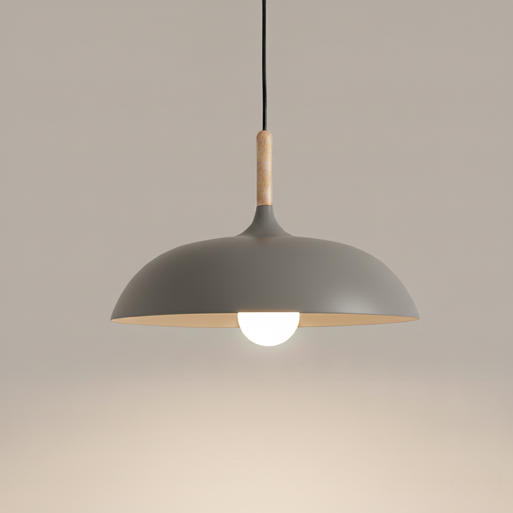 Modern Metal Pendant Light with Wood Detail – Adjustable Drop Ceiling Fixture for Dining, Kitchen & Living Room | Thomler