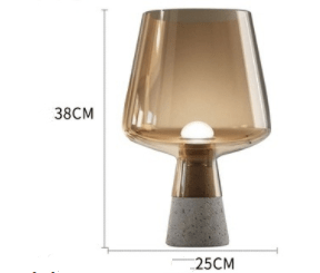 Glass Goblet Table Lamp with Cement Base – Warm Ambient Lighting for Bedroom, Living Room & Nightstand | Modern Tinted Globe Accent Light | Thomler