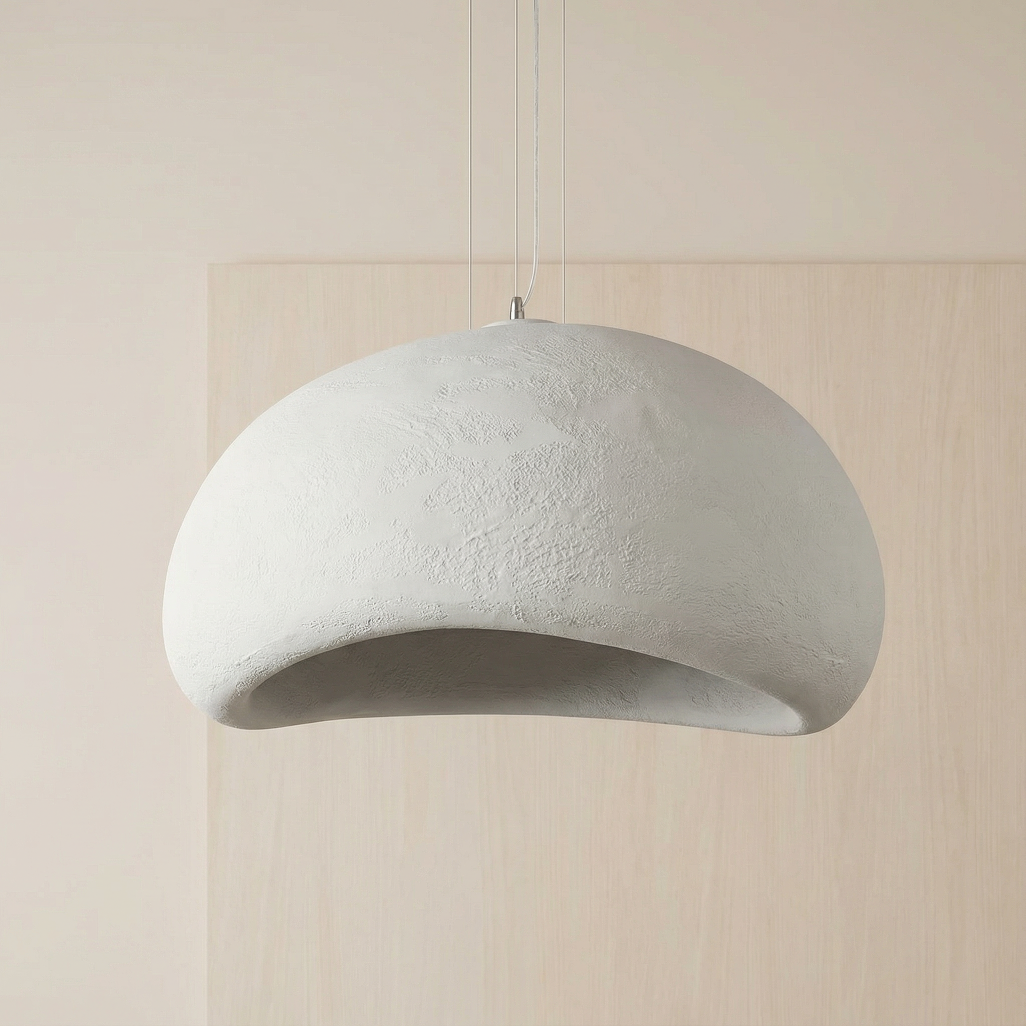 Stone-Look Dome Pendant Light Fixture in White & Gray – Organic Textured Ceiling Light for Kitchen Island Dining Room Bedroom – Modern Scand | Thomler