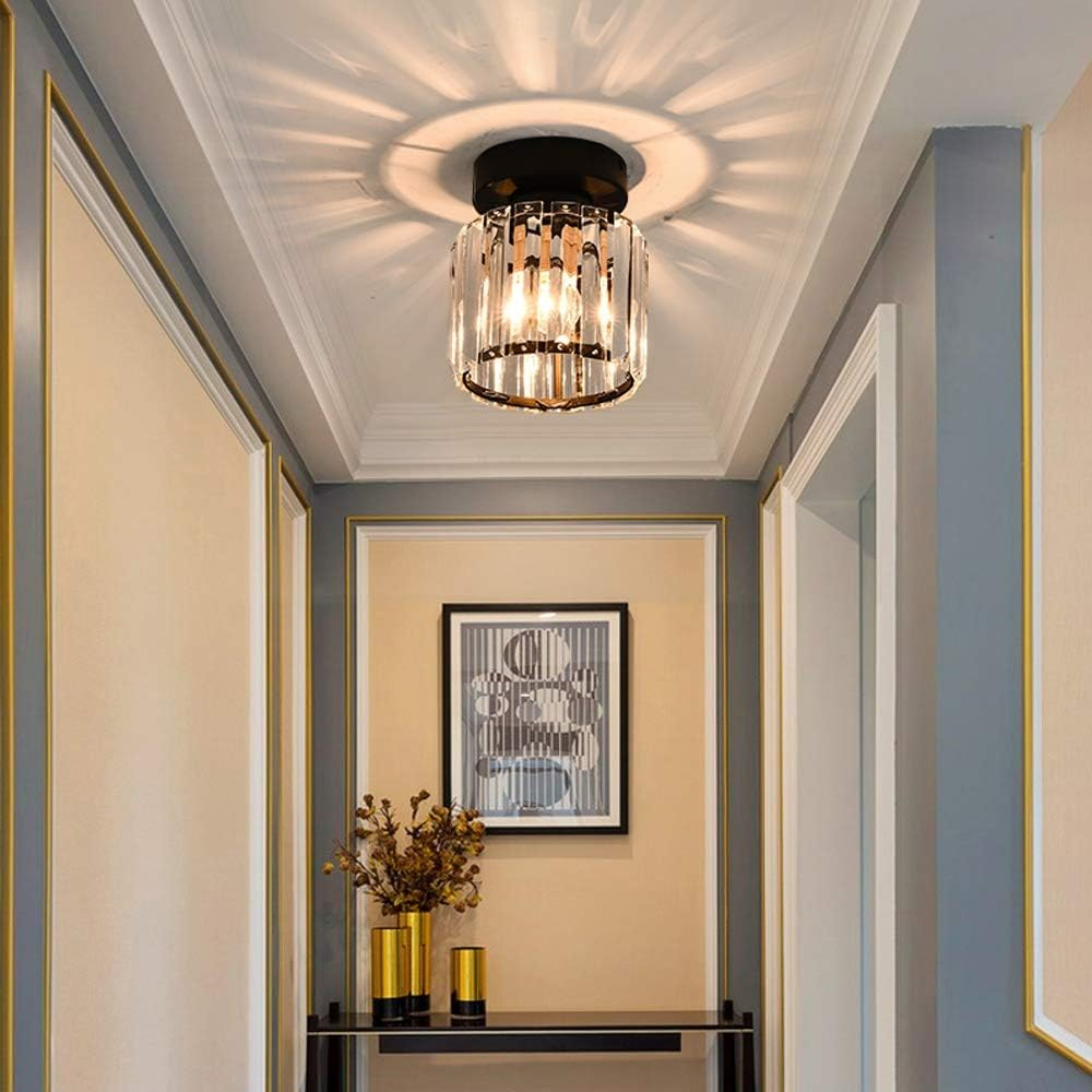Ceiling Lamp Crystal E27 Black Or Gold Hallway Living Room Bedroom Flush Mount Light Fixture | Thomler
