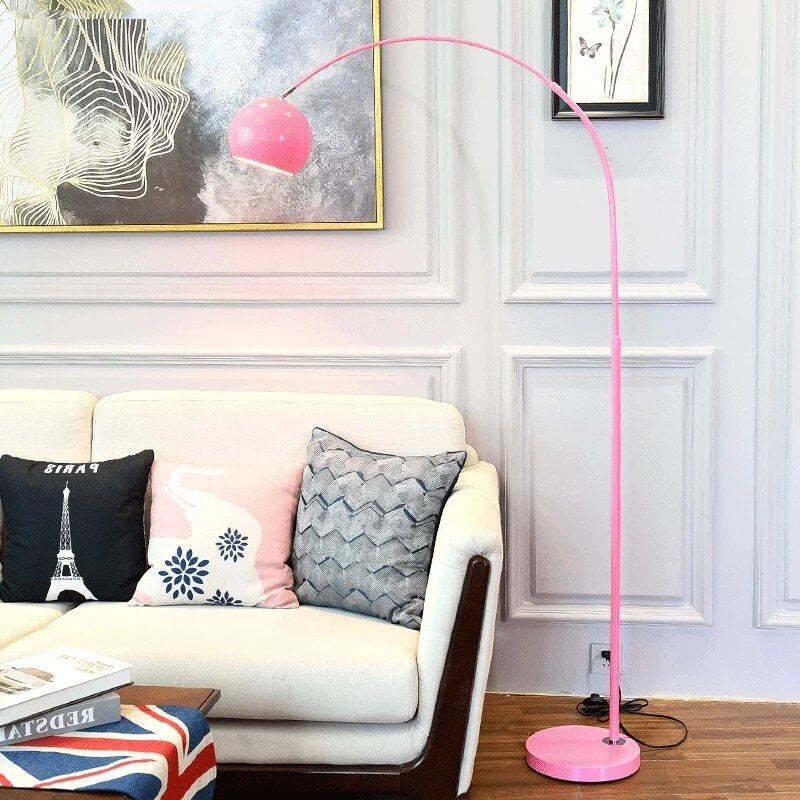 Floor Lamp Metal Arc 177.0 cm (69.7") Yellow Living Room Reading Light E27 Retro Globe Shade Standing Lamp | Thomler