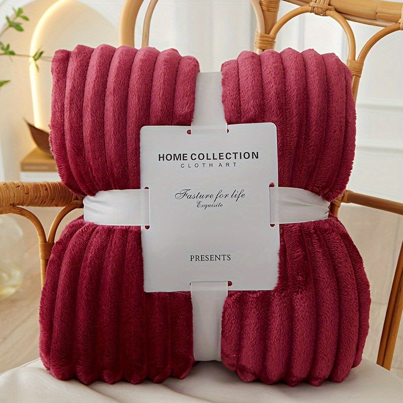 Fleece Blanket Polyester Flannel Lightweight Sofa Bed Throw Modern Solid Colour Warm Winter Living Room Bedding | Thomler