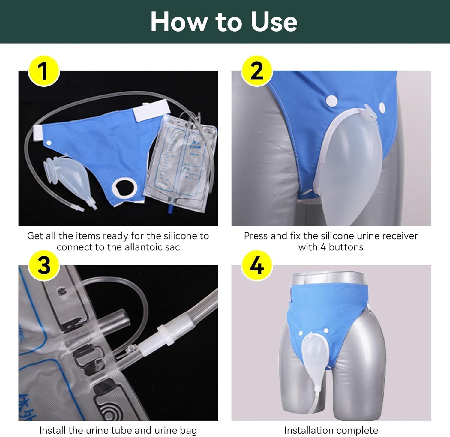 Portable Reusable Urinary Catheter Bag System with Waist Straps & 39-Inch Tube for Adults | Thomler