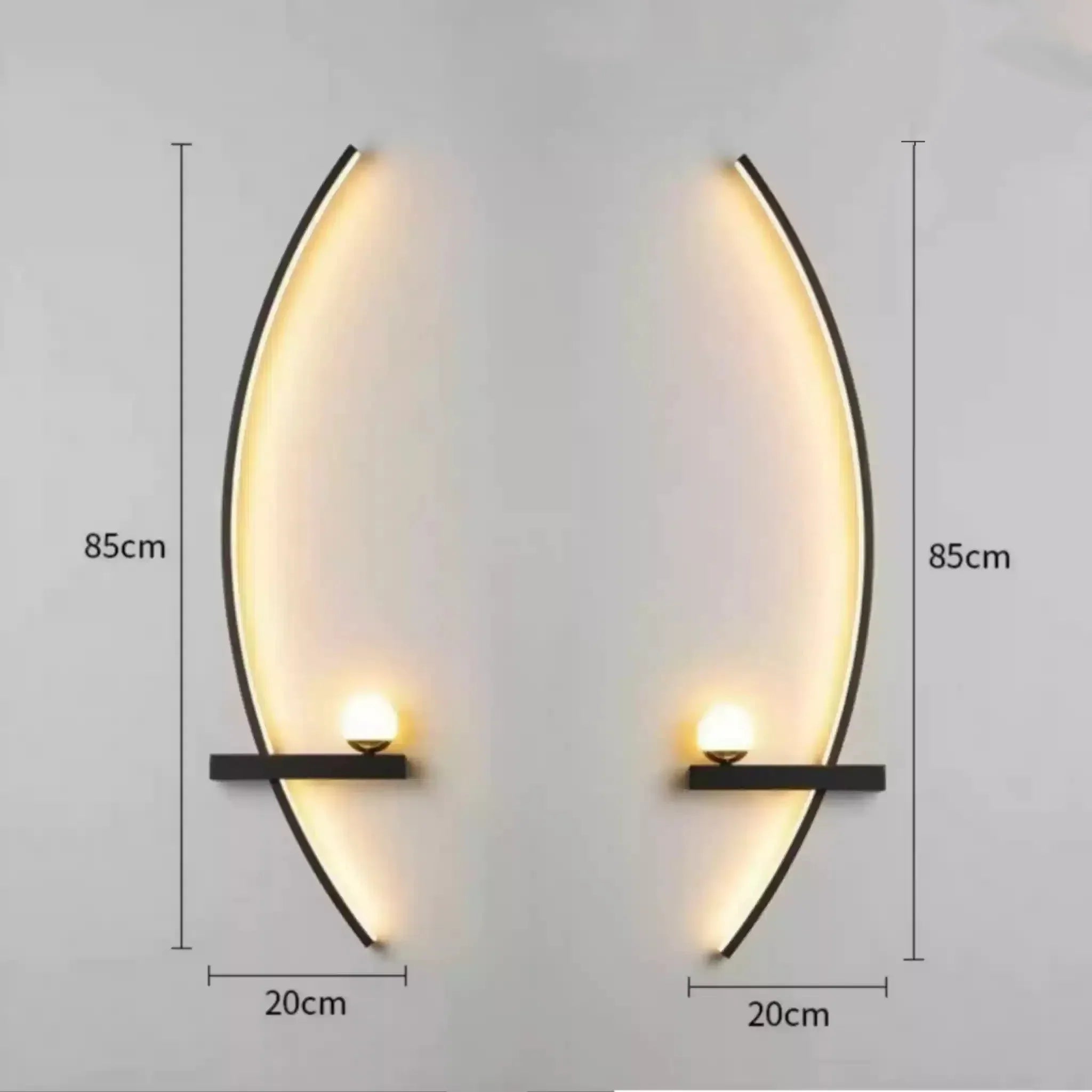 Wall Light Aluminum Acrylic LED Black Gold Modern Bedroom Hallway Decorative Crescent Linear Lighting Fixture | Thomler