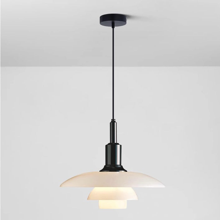 Pendant Light Glass 28.0 cm White Dining Room Scandinavian Hanging Ceiling Lamp Adjustable Cord E27 Soft Ambient Lighting | Thomler